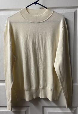Woolen Bloom Womens Long Sleeved Pullover Sweater Plus Size XXL Cream Tight Knit